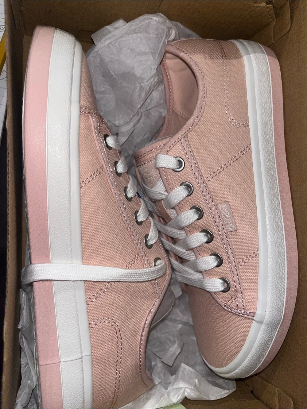 BOBS Skechers Meadow Staple Pick Blush Pink Canvas Sneakers Women’s 7 NIB